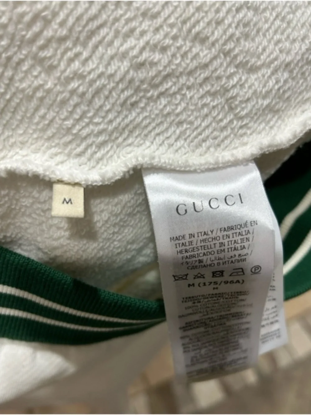 Gucci white cotton jersey sweatshirt green 1921 interlocking G size medium
